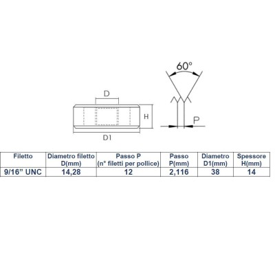 Filiere 9/16" UNC DISEGNO