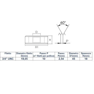 FILIERA 3/4" UNC DISEGNO