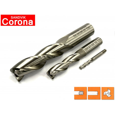 Frese per cave 3 tagli serie lunga Sandvik Corona